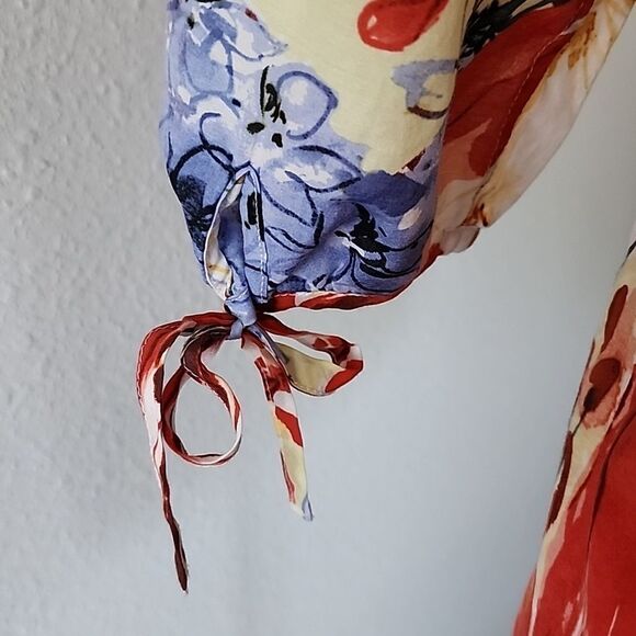 Tommy Bahama Floral 3/4 Long Sleeve Silk Cotton Blend Blouse - Picture 12 of 16